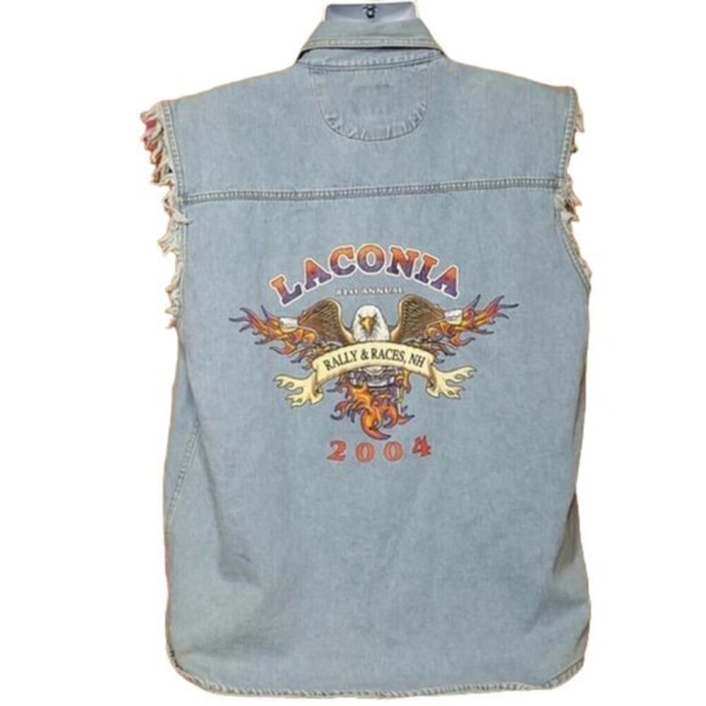 Vintage 2004 Laconia, NH Denim Vest Jacket XL
